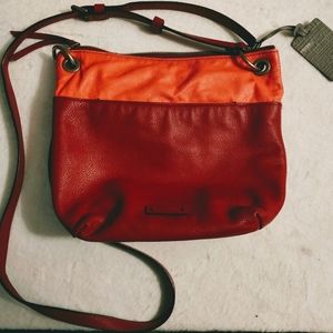 Pink and Red Leather Fossil Crossbody